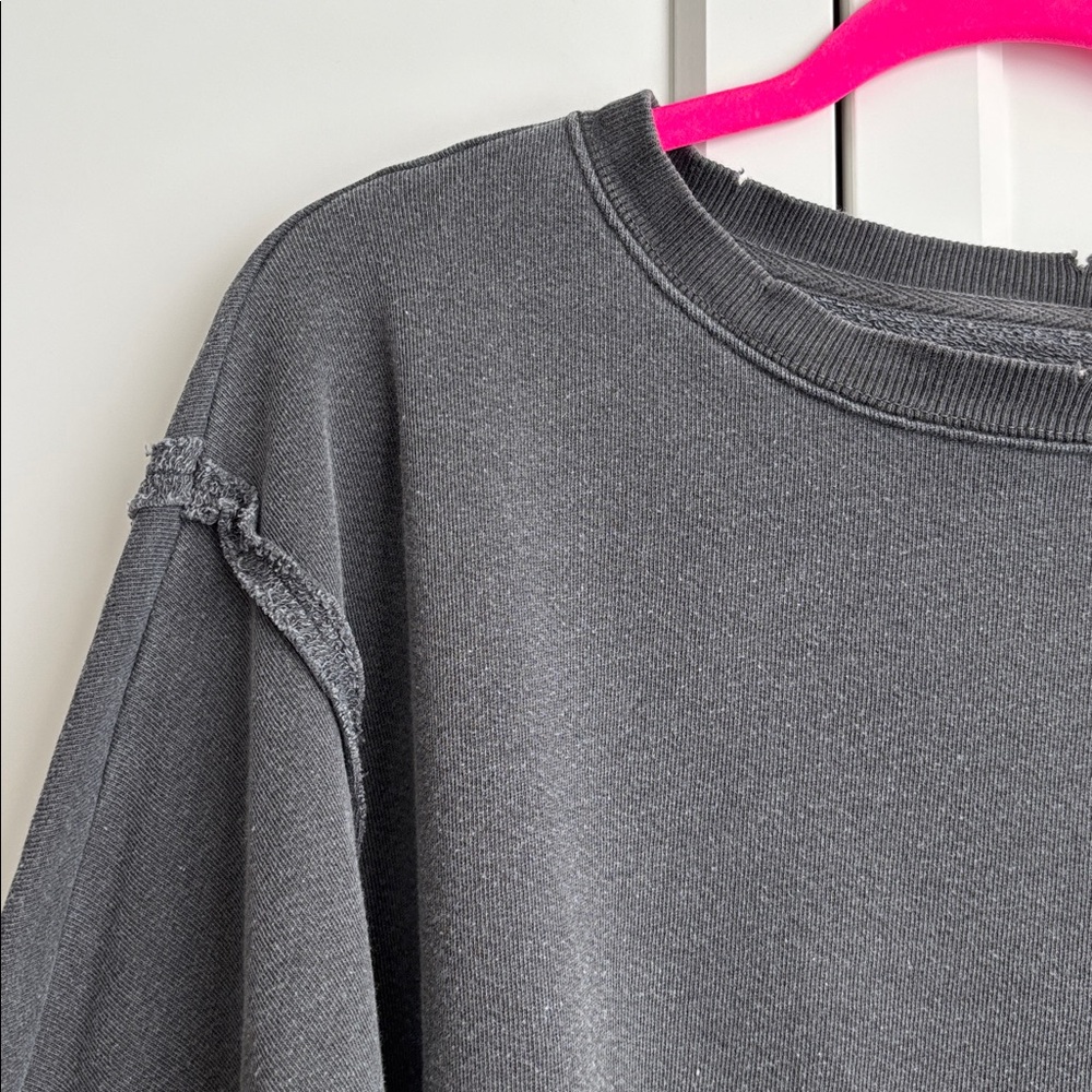 Free People Charcoal Oversized Pullover Sweatshirt - Picture 5 of 12